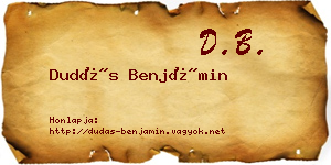 Dudás Benjámin névjegykártya