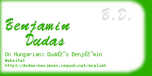 benjamin dudas business card